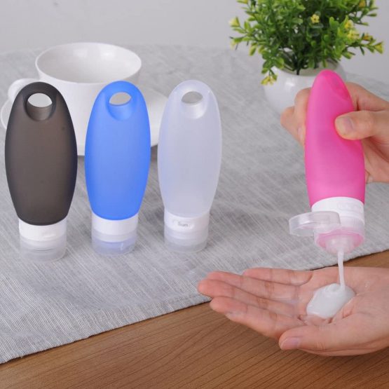 Gym Refillable Leak Proof Bottles Potable Travel Containers with Shower Lanyard,3.3 oz TSA Approved Squeezable Silicone Travel Tube Set for Gym Shampoo Lotion Soap(4 Pack Multi) - Image 3