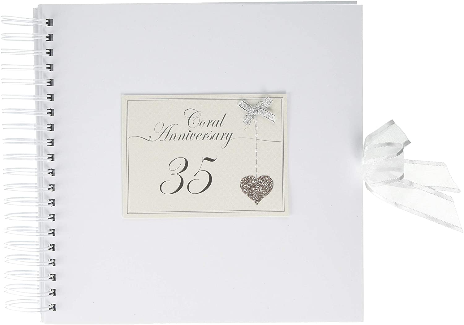 White Cotton Cards 35th Anniversary Sparkling Love Heart, Card & Memory Book (LLA35C)