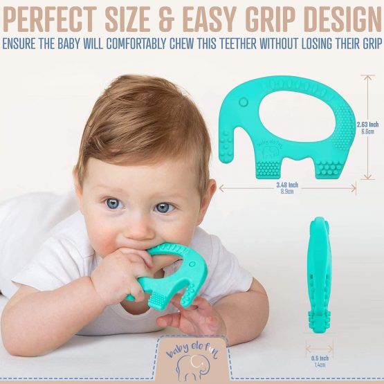 Teething Toys for Baby - BPA Free Silicone Toy - Cute, Easy to Hold, Soft and Highly Effective Elephant Teether - Unique Teethers Best for 0-6 6-12 Months Boy or Girl Christmas Gifts Stocking Fillers - Image 3