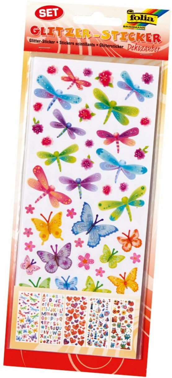 Folia 1410 Sticker Sparkles Magic, 10 x 23 cm, 5 Blatt, Motive sortiert