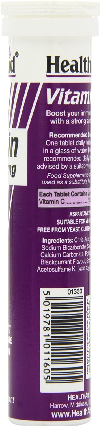 HealthAid Vitamin C 1000mg - Effervescent (Blackcurrant Flavour) - 20 Tablets, White, 1 count (Pack of 20) - Image 3