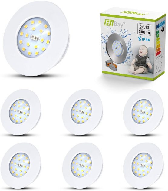 6X 5W Ultra Slim LED Recessed Ceiling Lights IP44 Bathroom Spotlights Downlights White Integrated Design Shower Fitting Warm White 240V