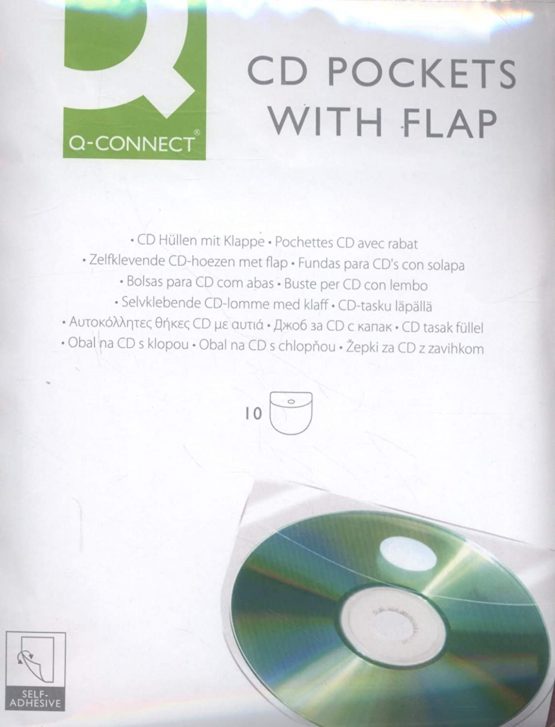 Kieszen samoprzylepna Q-CONNECT na 2-4 plyty CD/DVD 127x127mm, 10 sztuk
