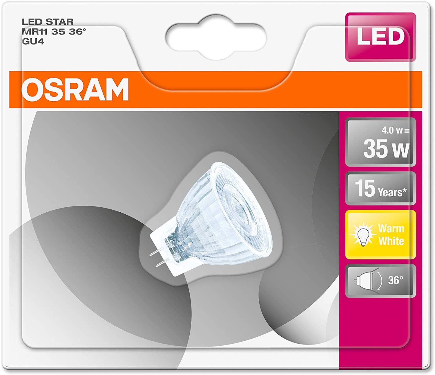 Osram LED Reflector Bulb Socket: Gu4 Warm White 2700 K 4 W LED Star Mr11 Replacement for 35 W Reflector Bulb 12 V - Image 2