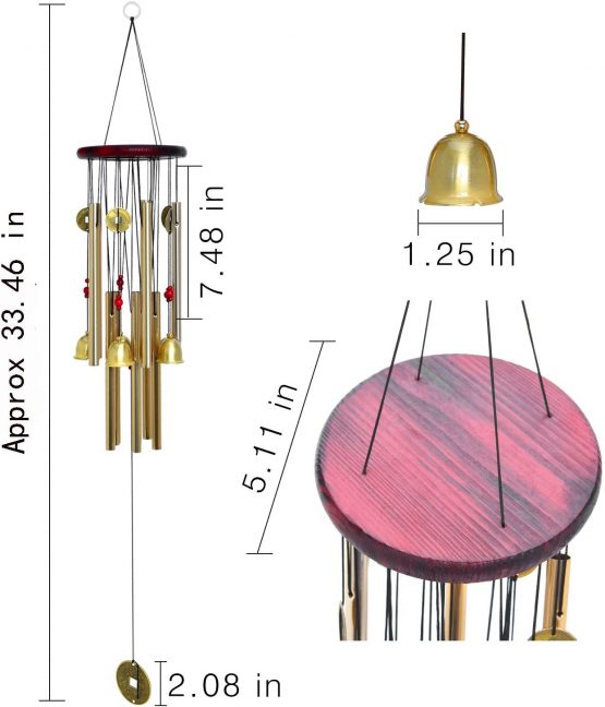 Bwinka Chinese Traditional Amazing 10 Tubes 5 Bells Bronze Yard Garden Outdoor Living Wind Chimes 85cm - Image 2