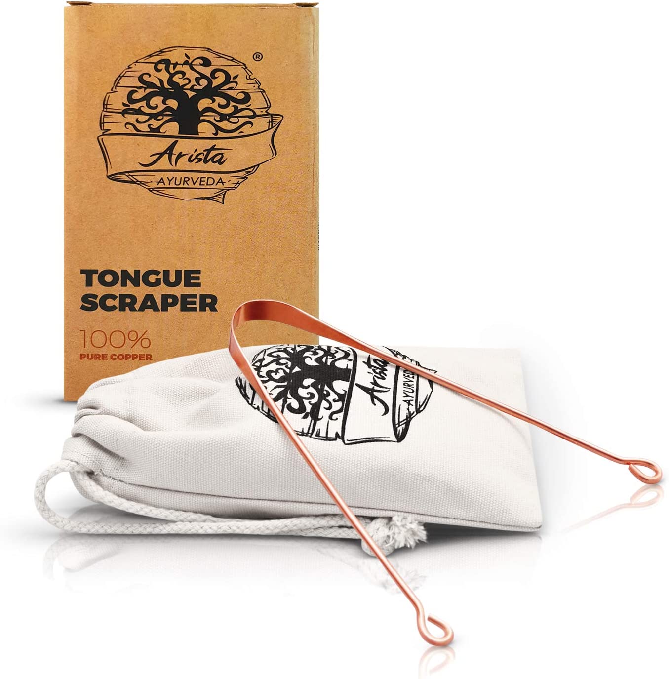 Arista Tongue Scraper 1 Pack, Tongue Cleaner for Adults Copper Tongue Scraper