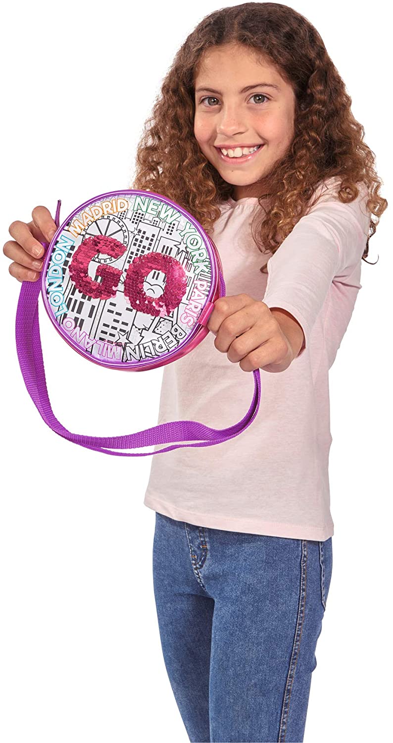 Simba 106374262 Colour Me Mine Swap Round Bag for Painting/Now with Trendy Reversible Sequins, Pink,Silver - Image 3
