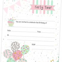 Pretty Pastel Party - Invitation Sheets & Envelopes - Pack of 20