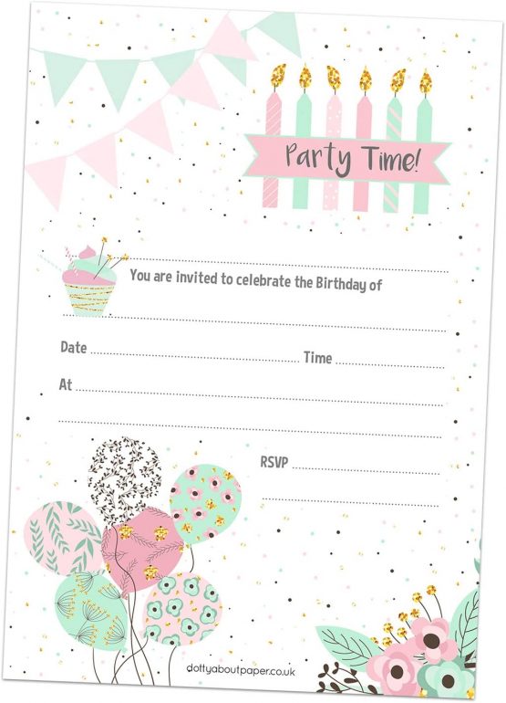 Pretty Pastel Party - Invitation Sheets & Envelopes - Pack of 20