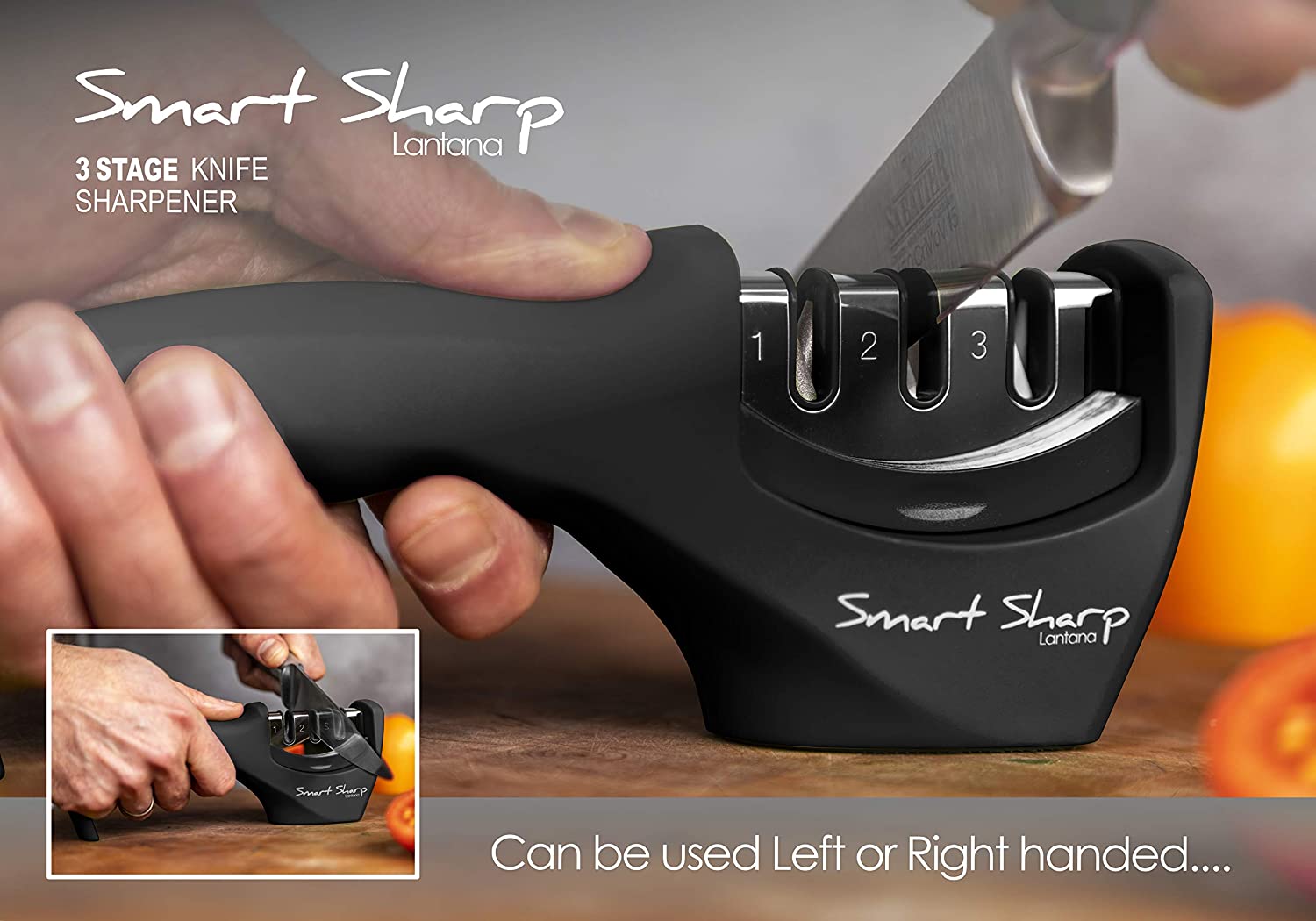 Lantana Smart Sharp Knife Sharpener, Professional 3 Stage Manual Sharpener for Sharpening Kitchen Knives, Ceramic Stone - Image 4