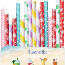 LessMo 150 PCS Paper Drinking Straws, Recyclable Drinking Straws, Plastic-Free, Eco-Friendly-Great for Cocktails, Cold Drinks & Juices | Suitable for Parties, Weddings
