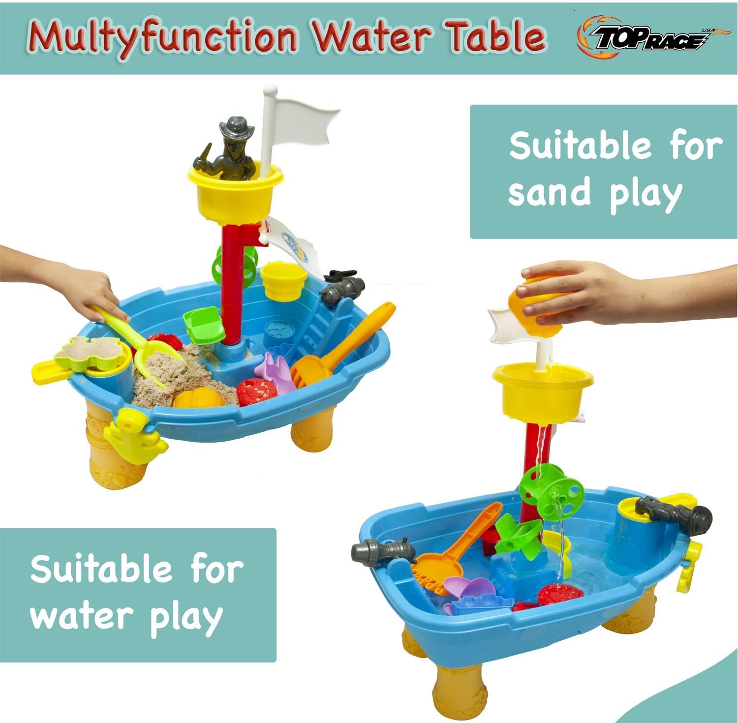 Top Race 24 Piece Outdoor Pirate Sand and Water Table – Ship Design ...