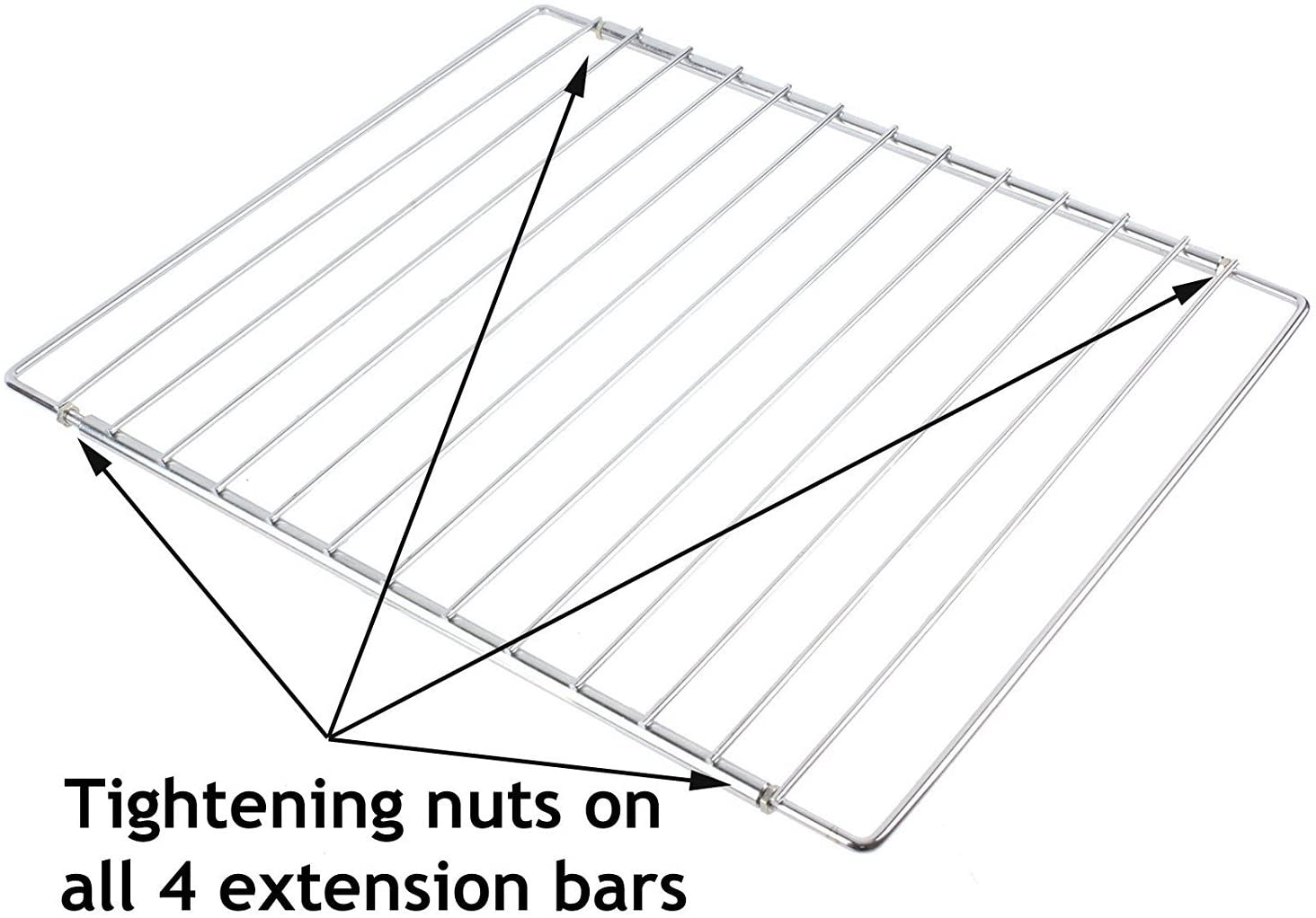 SPARES2GO Universal Extendable Adjustable Shelf with Locking Arms for All Oven Cooker & Grill (360mm - 590mm) - Image 3