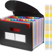 File Organisers, Supmaker 24 Pockets Expanding File Folder, A4 Size Accordion Folder Expandable File Organiser with Lid, Rainbow Document Organiser for Filing Folders and Storage Files