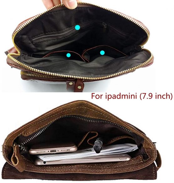 BAIGIO Vintage Leather Shoulder Messenger Bag for Men Adjustable Crossbody Satchel Handbag for Work School Business Travel - Image 4