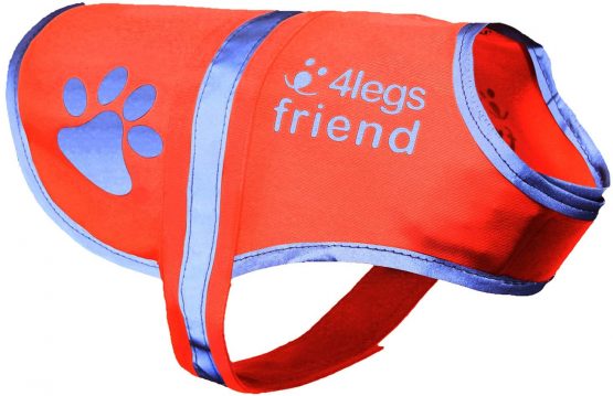 4LegsFriend Dog Safety Reflective Vest - High Visibility for Outdoor Activity Day and Night, Keep Your Dog Visible - Safe From Cars & Hunting Accidents | Blaze Orange (Large)