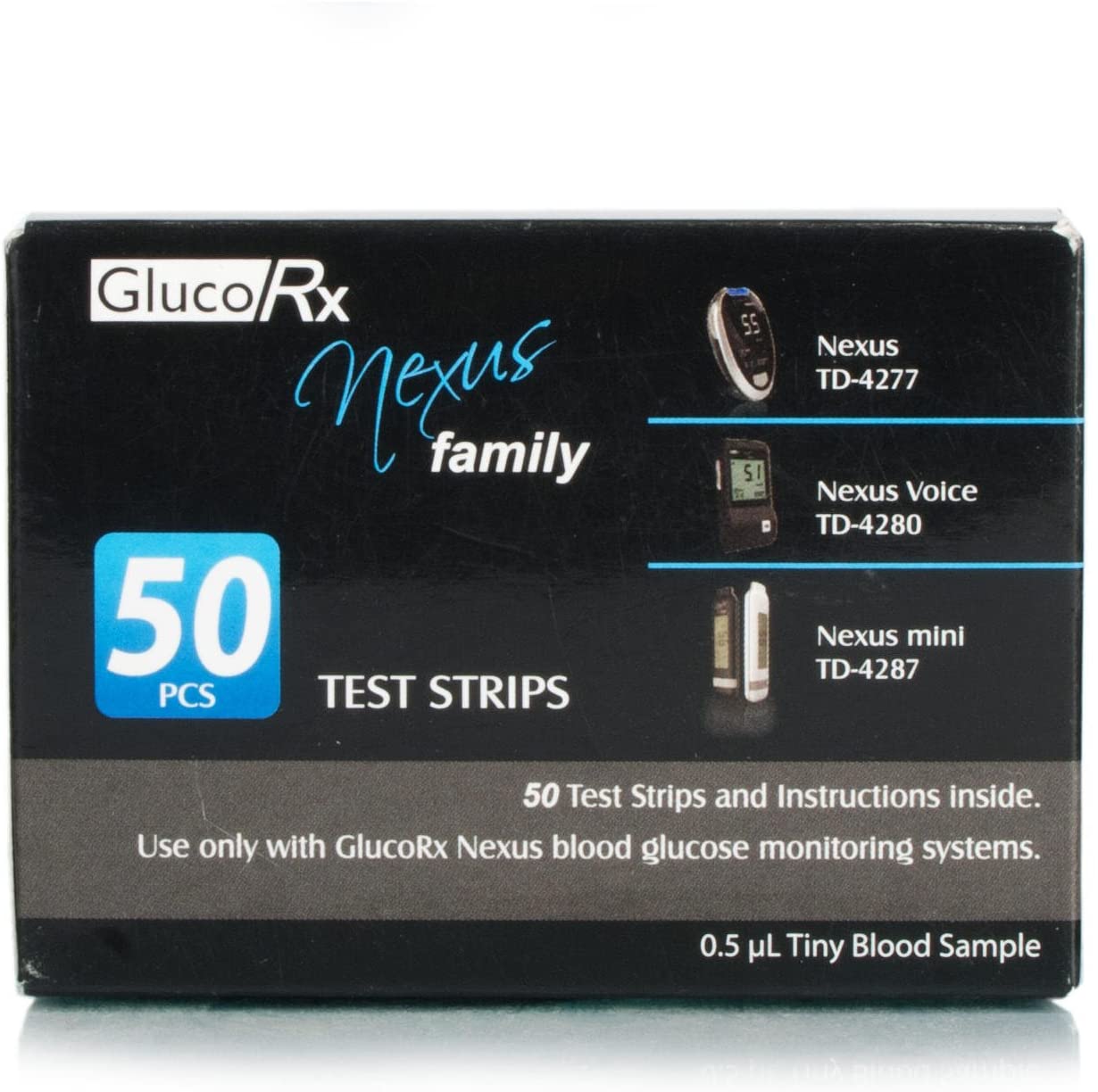 GlucoRx Nexus Test Strips, White, 50 Count (Pack of 1)