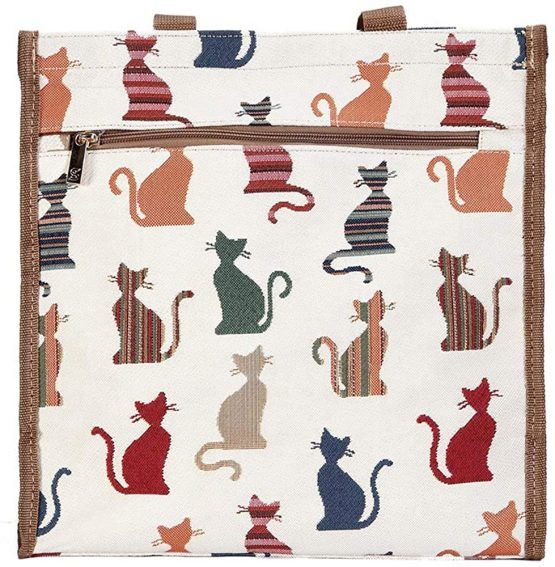 Signare Tapestry Shoulder Bag Shopping Bag for Women with Cat Design - Image 3