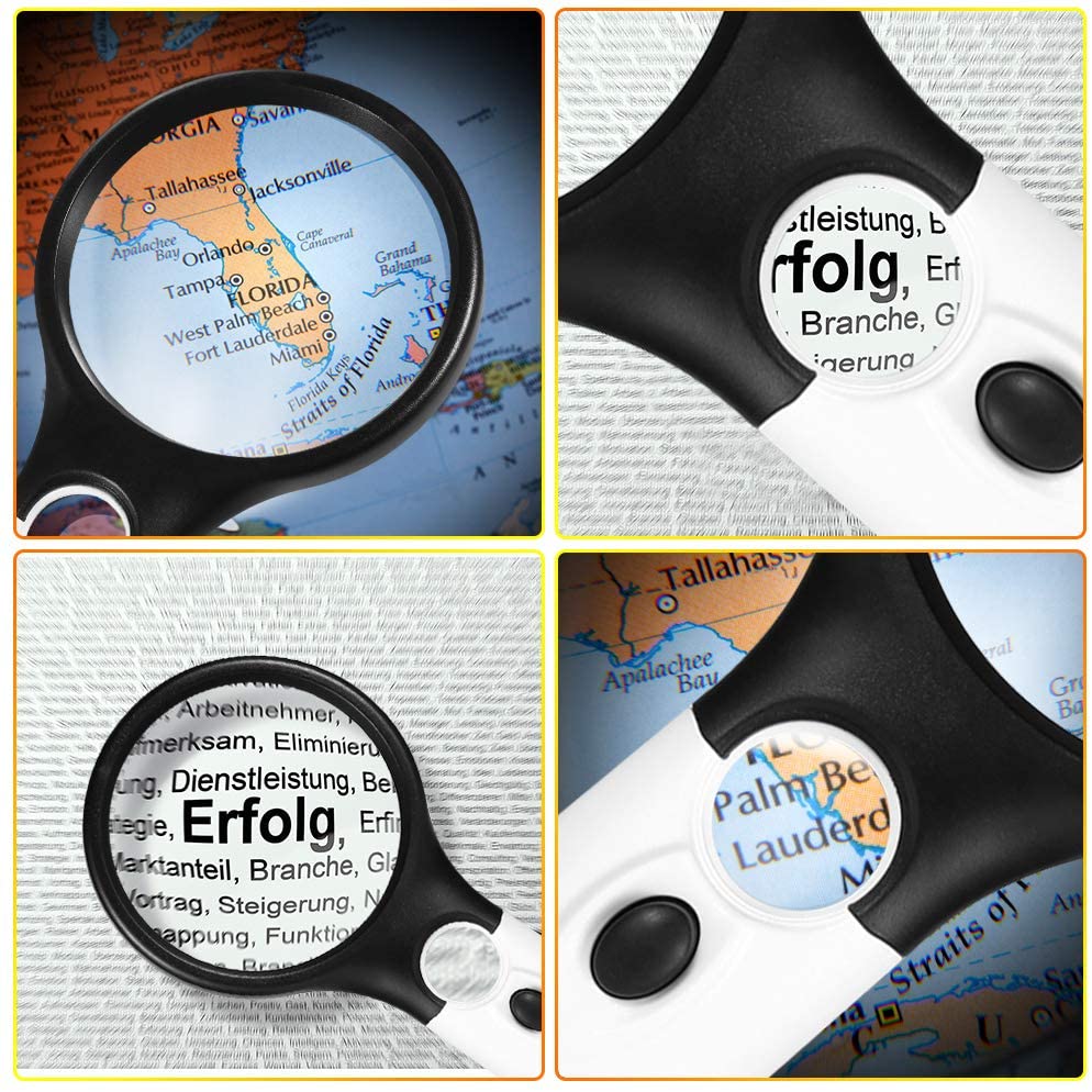 Magnifying Glass with 3 LED Lights, Chefic Handheld Illuminated Magnifier 3X 45X Magnification - Image 2