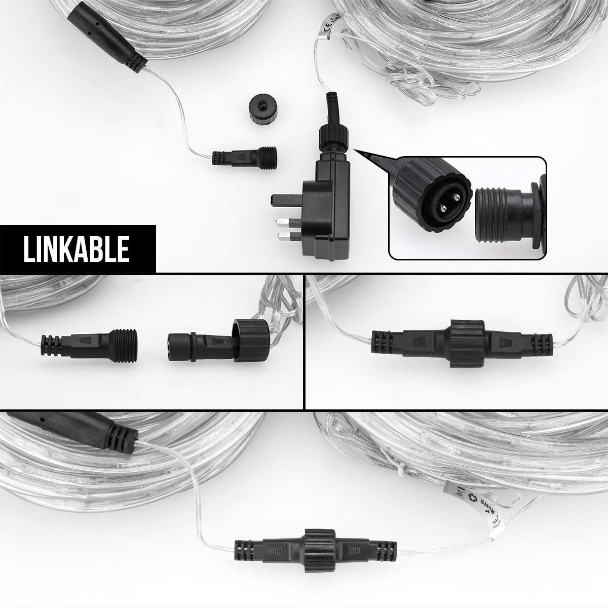 Lepro Outdoor Rope Lights Mains Powered, Connectable, 10m/33ft 240 LED Outdoor Garden Lights Plug in, Bright Cool White - Image 2