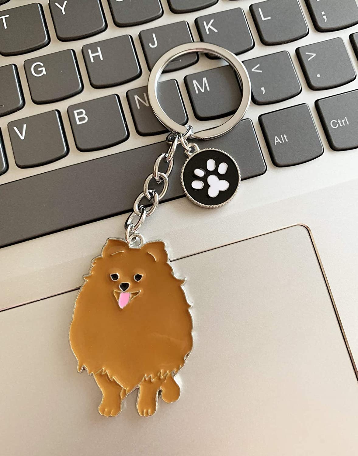 Dog Key-ring Keychain,10cm Cute Metal Dog Keychain Keyring Keyfob Bag Charm Best Birthday (Brown Pomeranian) - Image 4