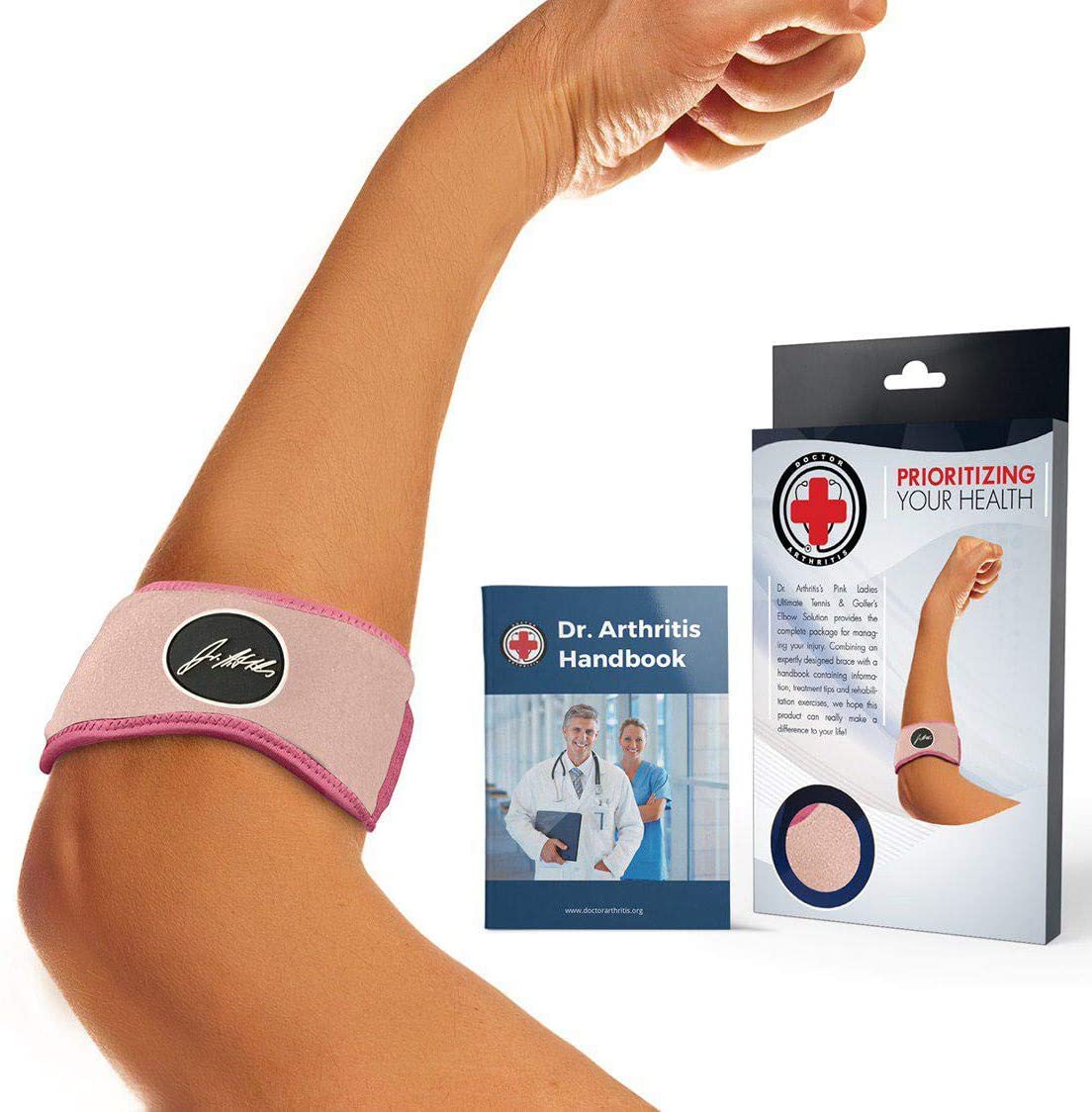 Dr.Arthritis Tennis Elbow Support Strap With Doctor & Doctor Handbook, Reliable Elbow Support For Men & Women