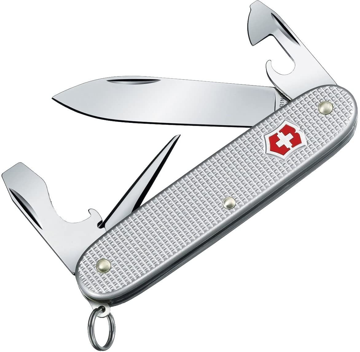Victorinox Pioneer Alox Swiss Army Knife, Medium, Multi Tool, 8 Functions, Blade, Can Opener, Silver