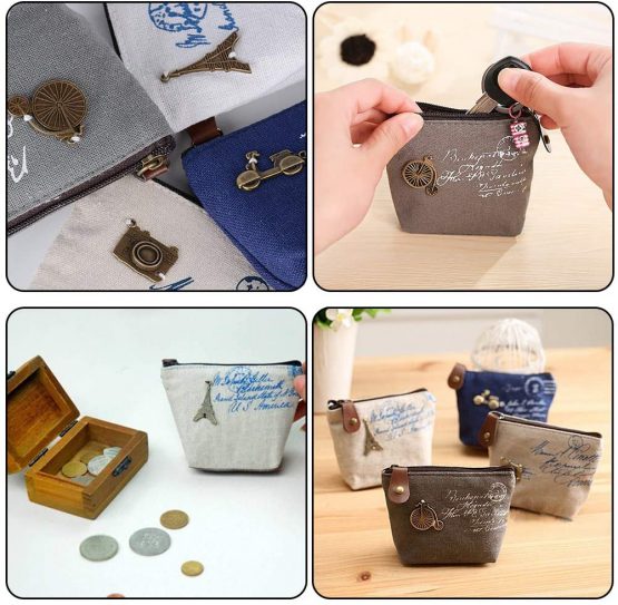 BETOY 4 pcs Mini Canvas Coin Purse Women Wallet Coin Bag Pouch Holder Small Cute Storage Bag for Keys Headset Lipstick Card - Image 4