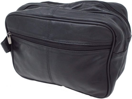 Jumbo - Toilet Bag Extra Large, Genuine Real Leather Mens WASH Bag/Overnight Bag (Black) 2017 Model- 4611