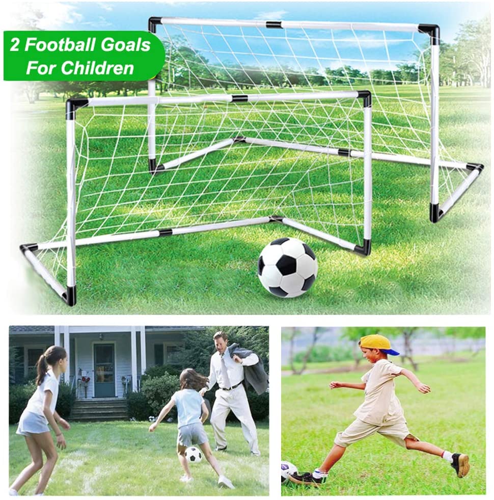 Dreamon Set of 2 Kids Football Goal Post Net with Ball Pump Indoor Outdoor Soccer Sport Games Children Training Practice Toy Set - Image 2