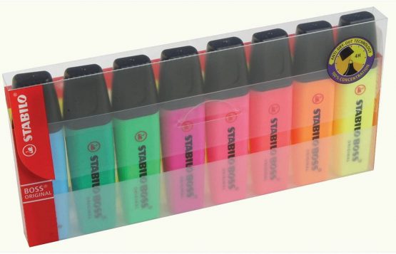 Stabilo BOSS Original Multicoloured Pack of 8 Markers, 2 mm Stroke Width, Package Measure 108 mm x 18 mm x 220 mm
