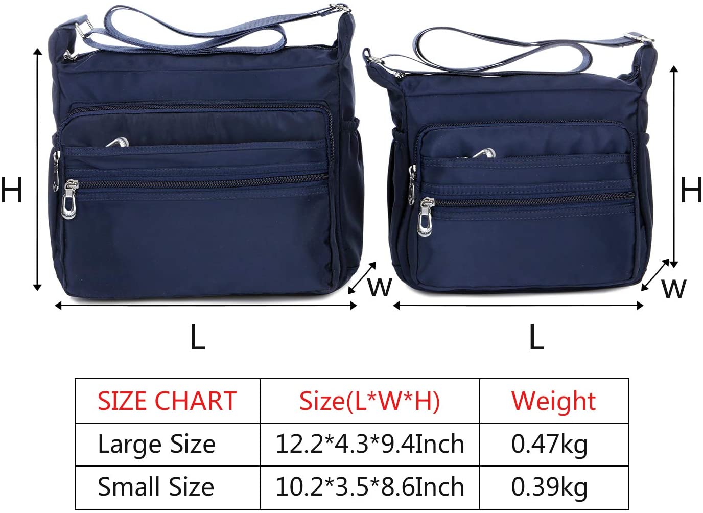 NOTAG Crossbody Bags for Women Multi-Pocket Casual Messenger Bag Waterproof Nylon Shoulder Bag, 2 Size (S, blue) - Image 2