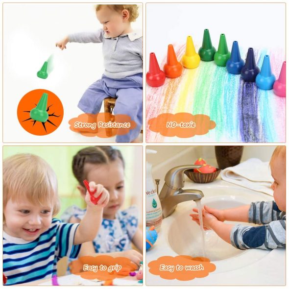 Baby Crayons for Toddlers,Washable Wax Crayons for Babies,Safe and Non