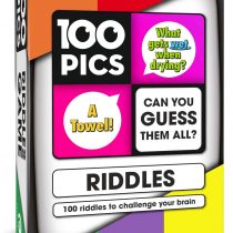 100 PICS Riddles Travel Card Game - Family Brain Teasers, Pocket Puzzles For Kids And Adults