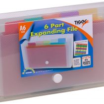 A6 Small Expanding 6 Part Expanding File Folder Stud Wallet Case Tab Organiser