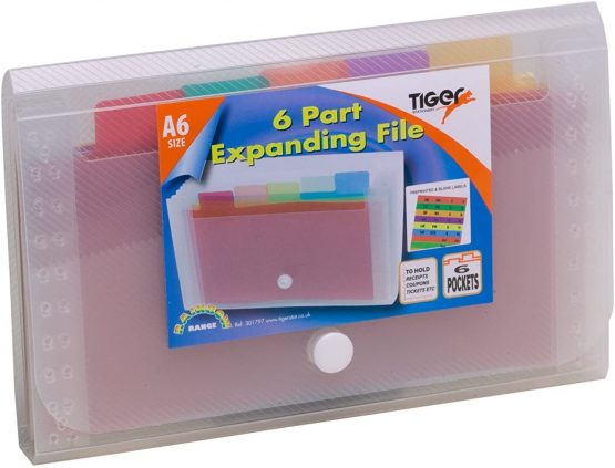 A6 Small Expanding 6 Part Expanding File Folder Stud Wallet Case Tab Organiser