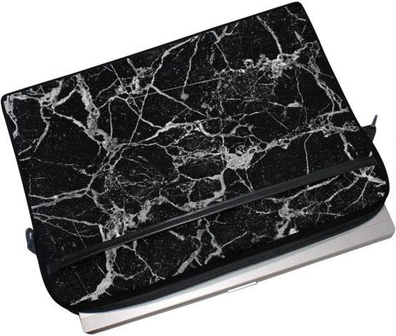 Laptop Case, Black Marble Personalised 3D Printed with 3 Compartment Shoulder Strap Handle Canvas Notebook Computer Bag Perfect for 13 13.3 14 15 inch - Image 4