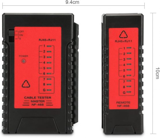 Incutex Ethernet cable tester network cable tester for RJ45 RJ11 cable patch cable tester LAN tester, red-black - Image 4