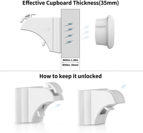 Calish Child & Baby Safety Proof Magnetic Cupboard Locks (10 Locks + 2 Keys), No Screws or Drilling, Latest Design to Protect Your Kids & Toddlers, Bonus Instruction Video - Image 4