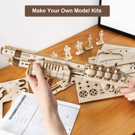 ROKR 3D Wooden Rubberband Guns, Mechanical Gun Model Kits to Build, Laser Cut Gun Model Building Kits For Teen and Adult - Image 4