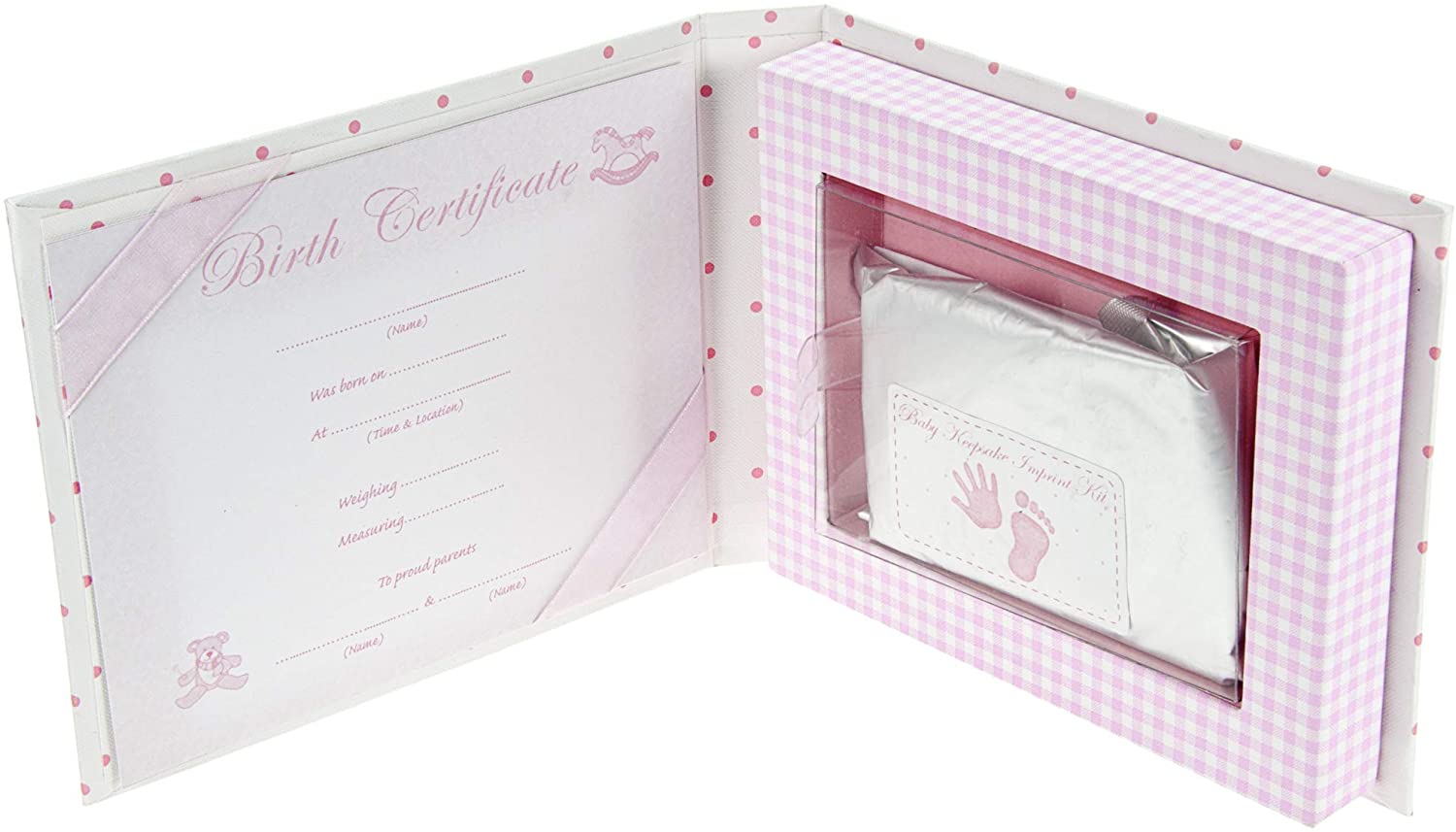 Mousehouse Gifts - Baby Girl Footprint Keepsake Kit, Clay Casting Set for Christening Memories, Pink, 1 Stück (1er Pack) - Image 3
