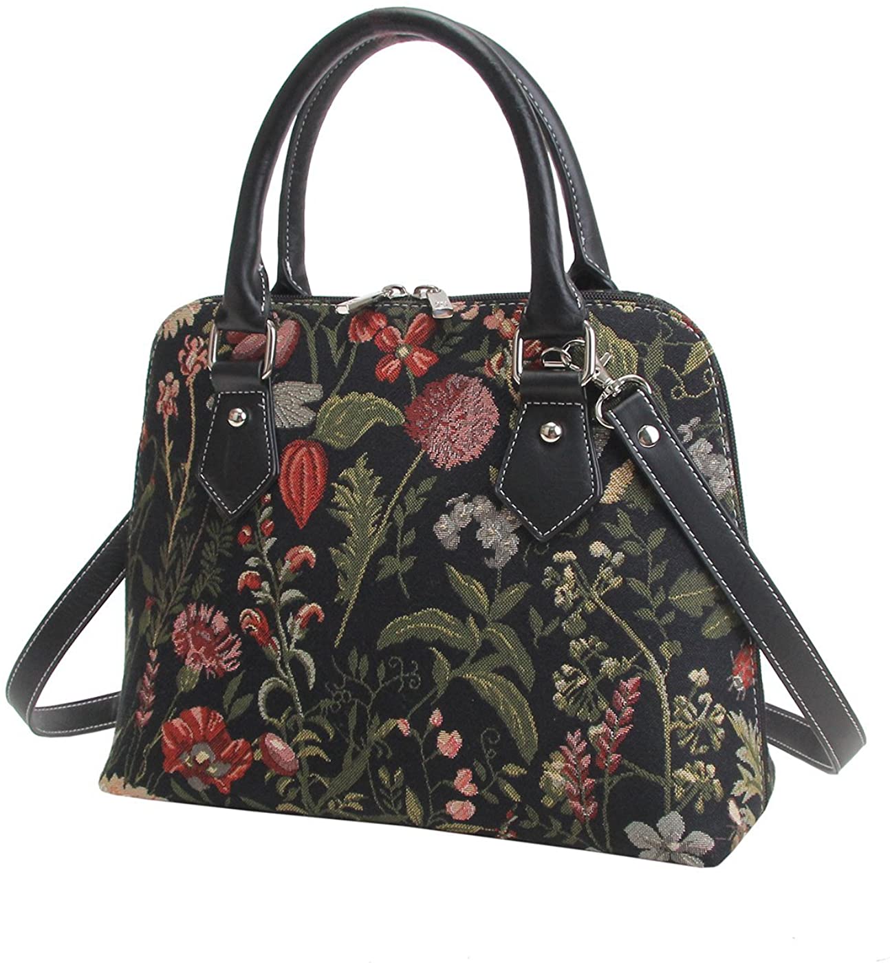Signare Tapestry Handbags Shoulder bag and Crossbody Bags for Women with Garden Design (Morning Garden Black, CONV-MGDBK) - Image 2