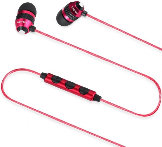 Betron B25 Earphones with Microphone, In Ear Headphones Earphones with Mic and Volume Control, Wired 3.5 mm Headphone, Noise Isolating, Red - Image 3