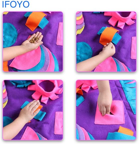 IFOYO Dog Feeding Mat, Dog Snuffle Mat Large Dog Training Pad Pet Nose Work Blanket Non Slip Pet Activity Mat for Foraging Skill, Stress Release, (XL, Approximate 35.4x35.4in / 90x90cm) - Image 3