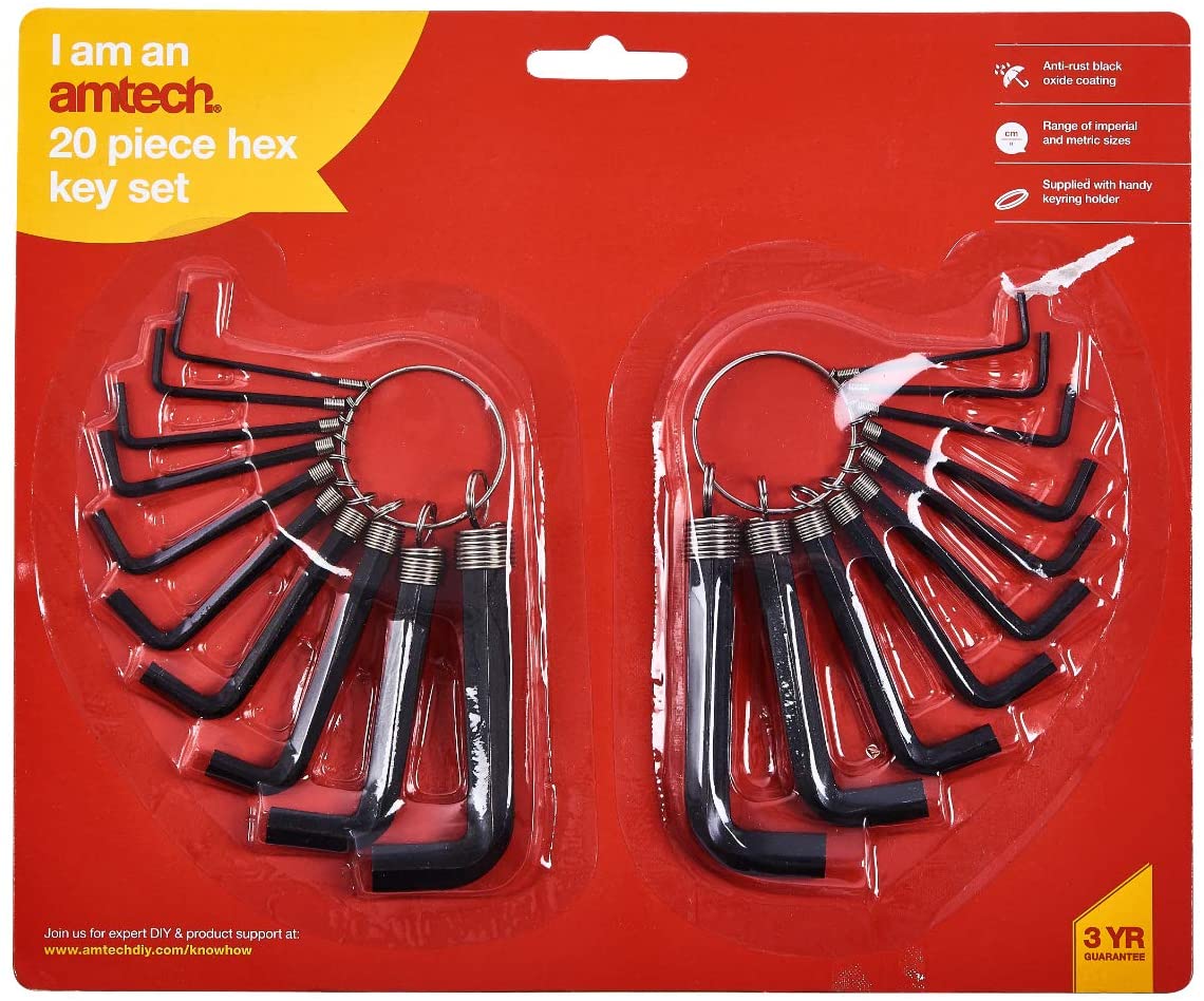 Amtech I8820 20 Piece hex Key Set and Keyring, Black - Image 3