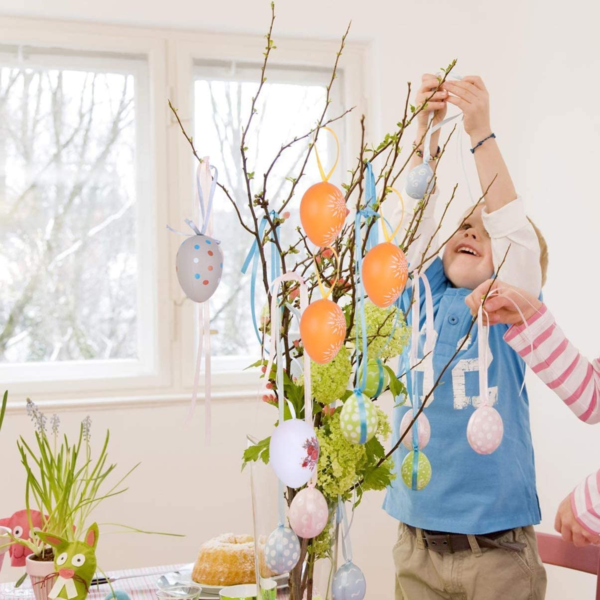 EPCHOO Plastic Easter Eggs, 20pcs Easter Eggs Hanging Decorations with
