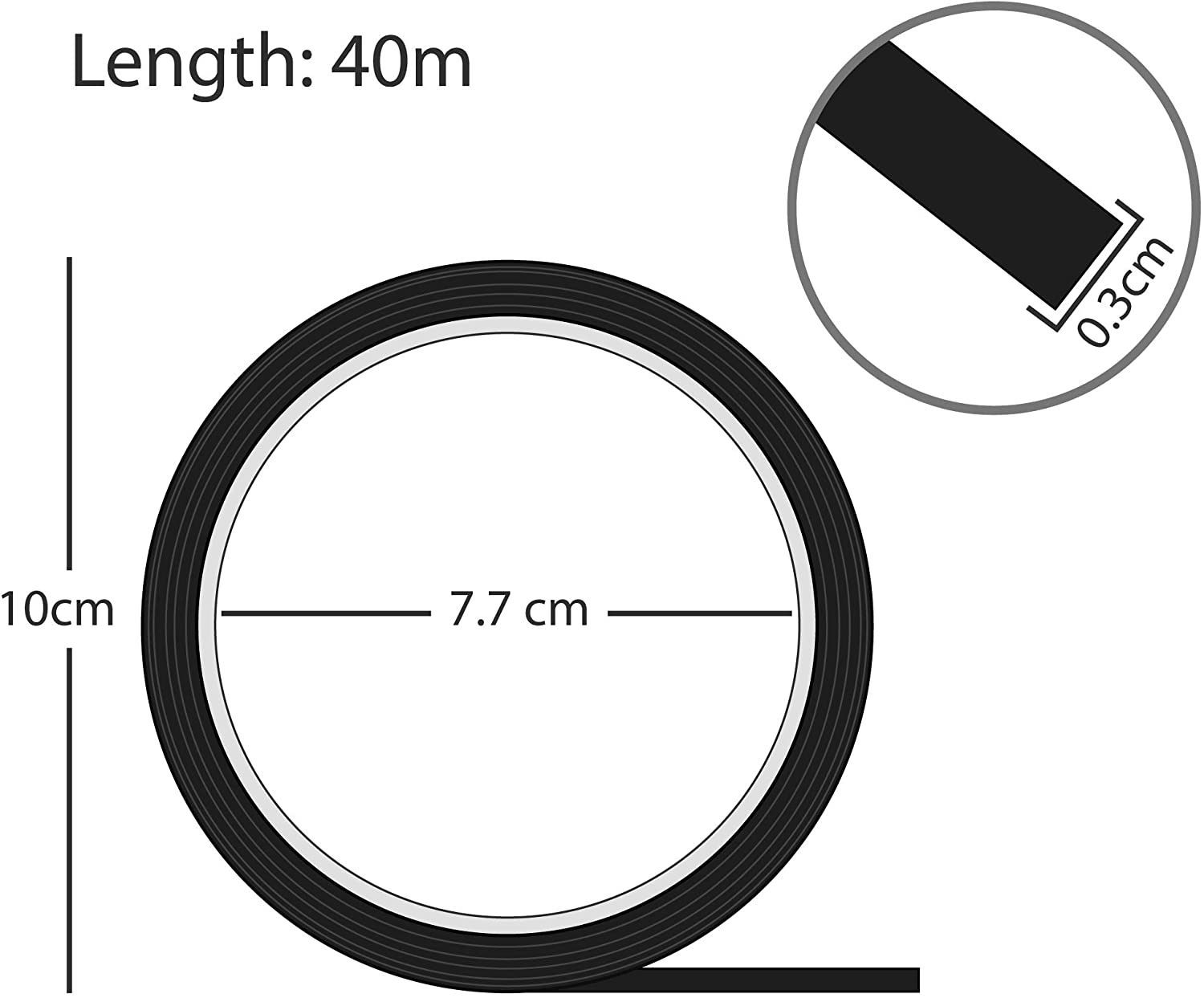 Whiteboard Tape Black, 40m Self Adhesive White Board Grid Gridding Marking Tape 3mm Black, Office & School - Image 3