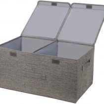 leehui store Large Cube Storage Boxes with Lids Foldable Fabric Storage Box with Handles 40L Organiser Bathroom Storage Baskets for Clothes Toys Books Bedding or More (Grey)