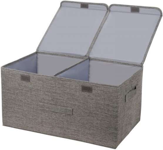 leehui store Large Cube Storage Boxes with Lids Foldable Fabric Storage Box with Handles 40L Organiser Bathroom Storage Baskets for Clothes Toys Books Bedding or More (Grey)