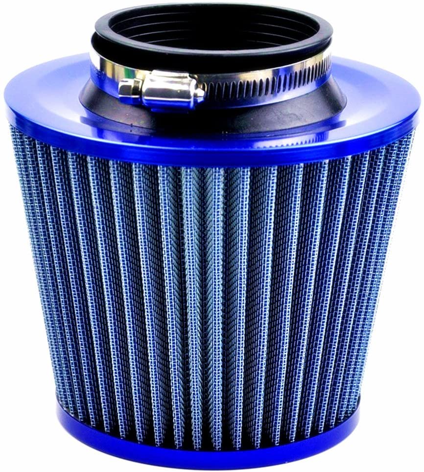 Universal Car Air Filte, High Power Sports Mesh Cone Air Intake Filter for Car Automobile Racing (Blue), Large